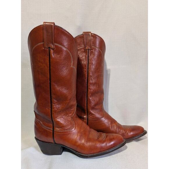 VINTAGE USA TONY LAMA BROWN Leather BOOTS SIZE 8D WESTERN ENGINEER Trail Boss - Picture 5 of 12